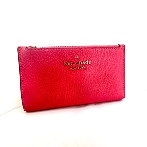 Kate Spade Leather Bifold Wallet Pink - Zipper Defect (Missing Pull Tab)